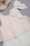 One Friday Kids Girls Pleated Layered Peach and White Sleeveless Dress - One Friday World