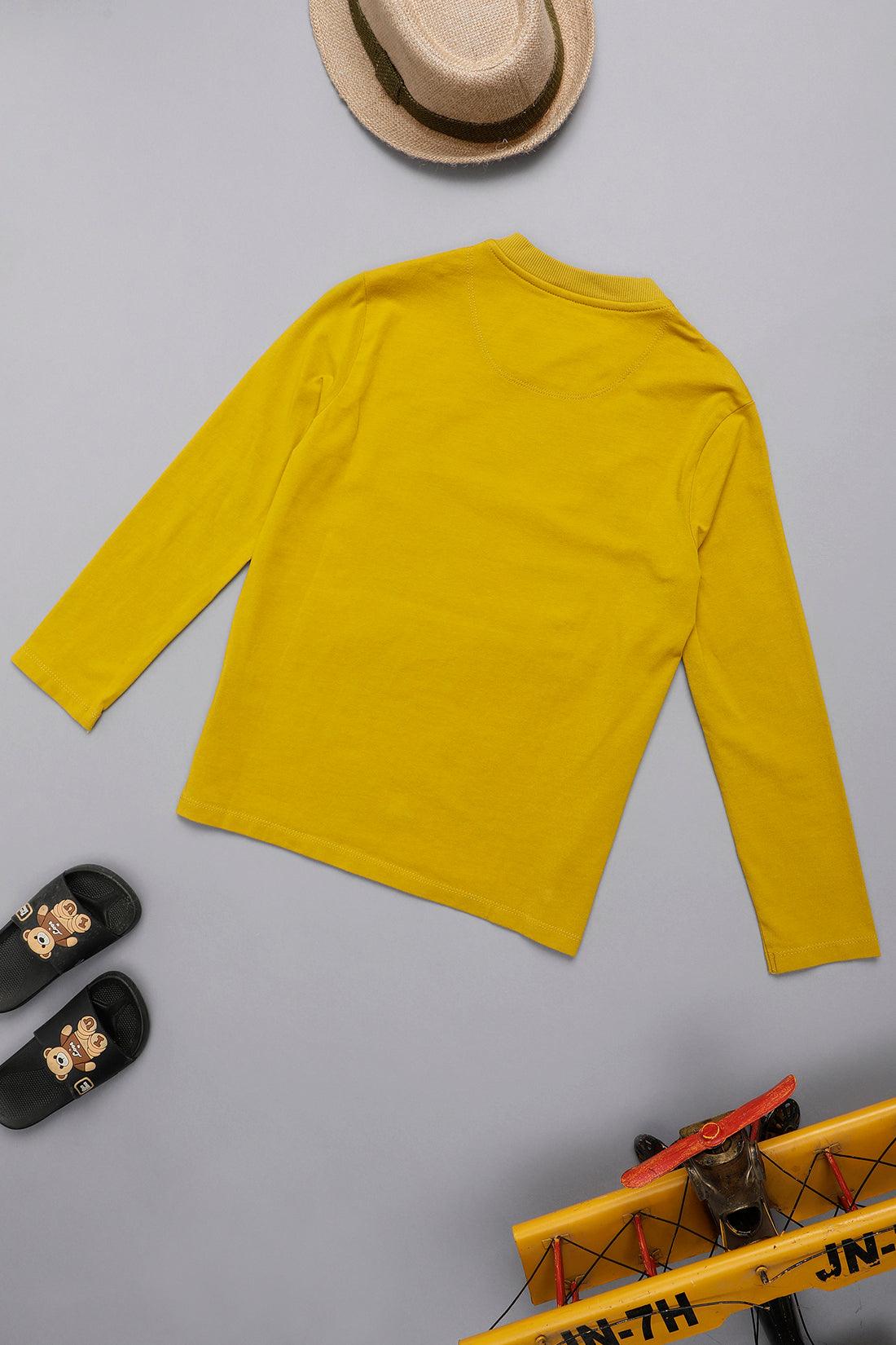 One Friday Kids Boys Yellow Round Neck Collar T-shirt - One Friday World