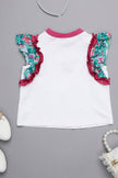 One Friday Kids Girls Round Neck White Printed Top - One Friday World