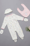 One Friday Infants Girls Pink Round Neck Cotton Sleepsuit - One Friday World