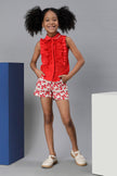 One Friday Girls Red Sleeveless Frilled Top - One Friday World