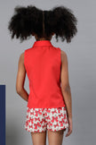 One Friday Girls Red Sleeveless Frilled Top - One Friday World