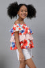 One Friday Kids Girls Floral Printed Off Shoulder Top With Frills - One Friday World