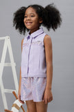 One Friday Girls Lilac Shirt Collar Top - One Friday World