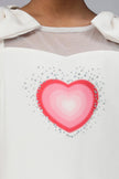 One Friday Girls Bow & Heart White Dress with Embellishment - One Friday World