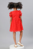 One Friday Girls Cherry Red Laced Dress - One Friday World