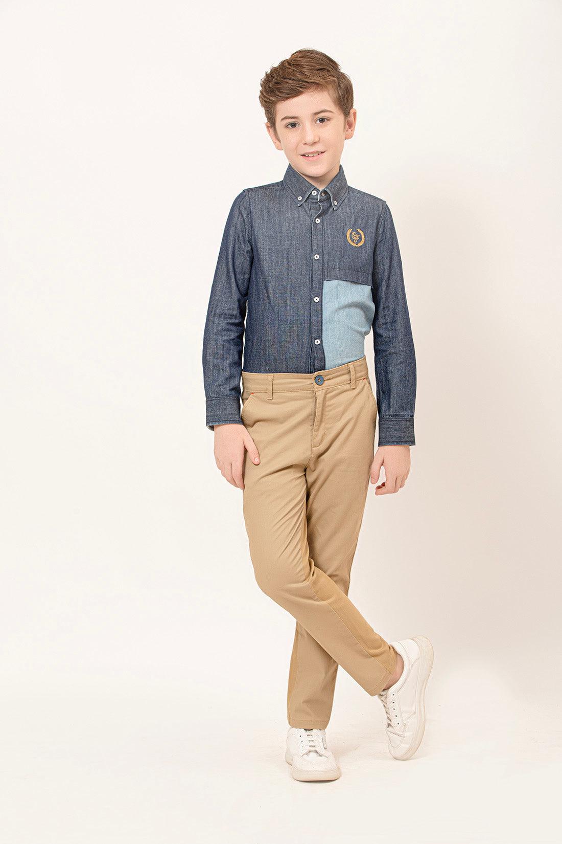 One Friday Varsity Chic Beige Comfort-fit Pants for Boys - One Friday World