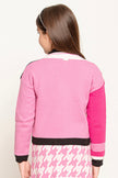 One Friday Kids Girls Pink Abstract Knitted Sweater