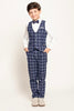 One Friday Navy Blue Checks Waist Coat - One Friday World