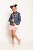 One Friday Varsity Chic Blue Shirt with Pink Hearts for Girls - One Friday World