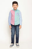 One Friday Varsity Chic Dual-Colored Blue and Pink Full Sleeves Shirt for Boys - One Friday World