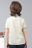 One Friday Kids Boys White Stretchable Polo Tee with Embroidery - One Friday World