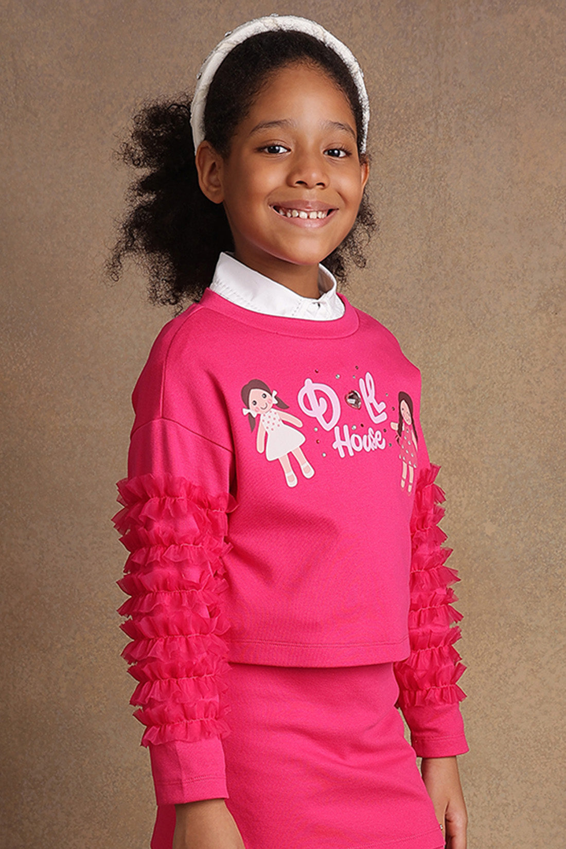 One Friday Girls Pink Doll House Themed Sweatshirt