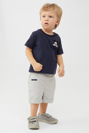 One Friday Baby Boys Navy Blue Mickey Printed Cotton T-Shirt