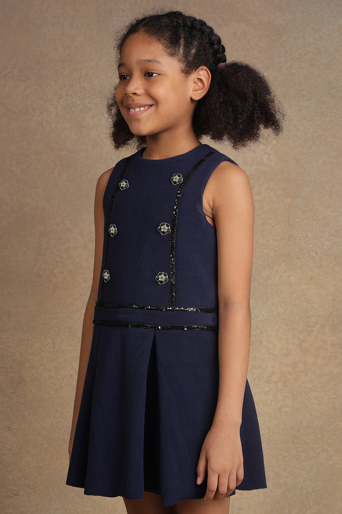 One Friday Kids Girls Navy Blue Winter Dress