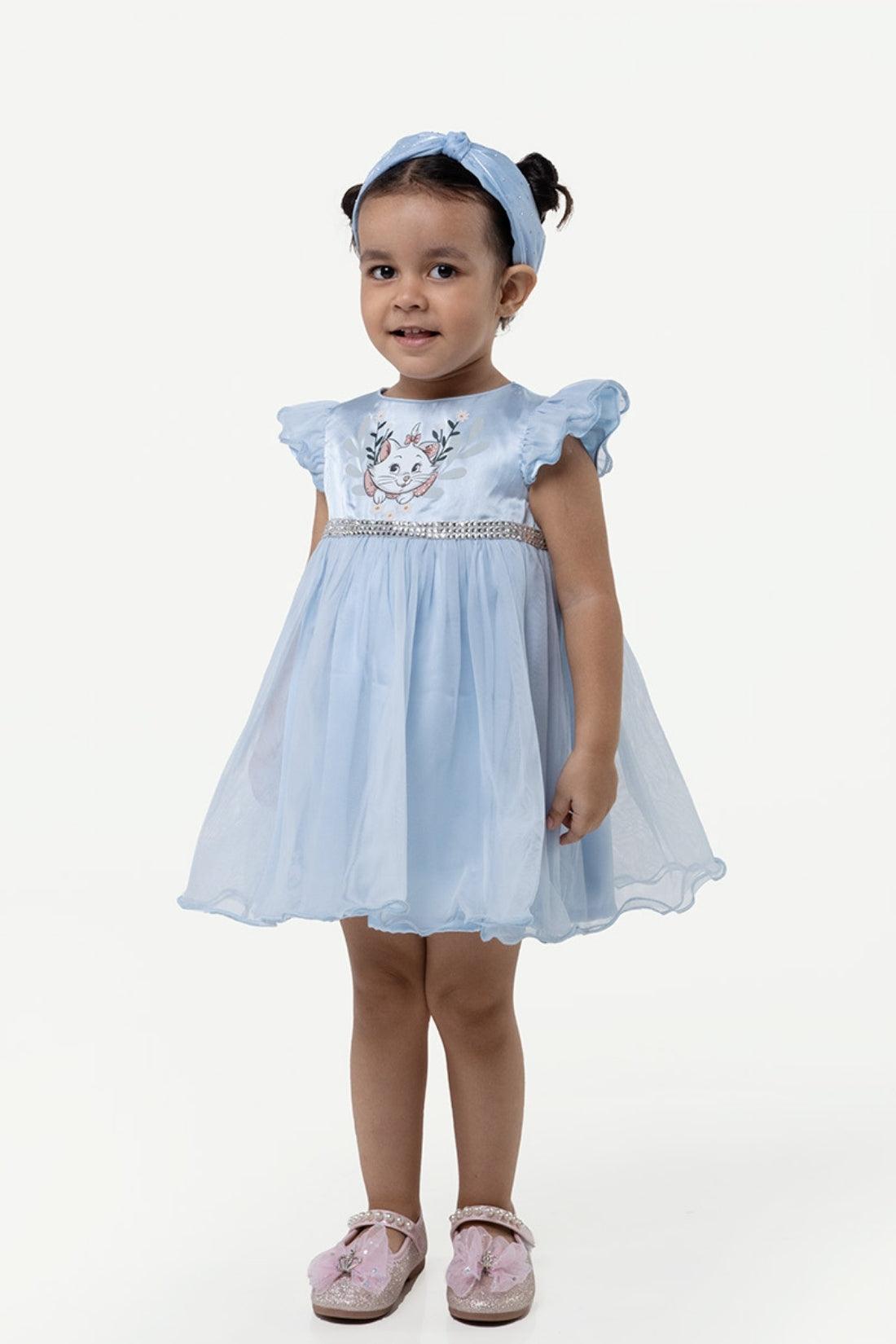 One Friday Baby Girls Blue Round Neck Dress - One Friday World