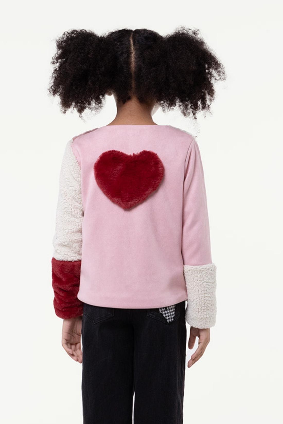 One Friday Kids Girls Pink Round Neck Jacket