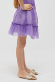 One Friday Kids Girls Purple Floral Mesh Skirt - One Friday World