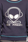 One Friday Kids Boys Navy Blue Alien Printed Sweatshirt