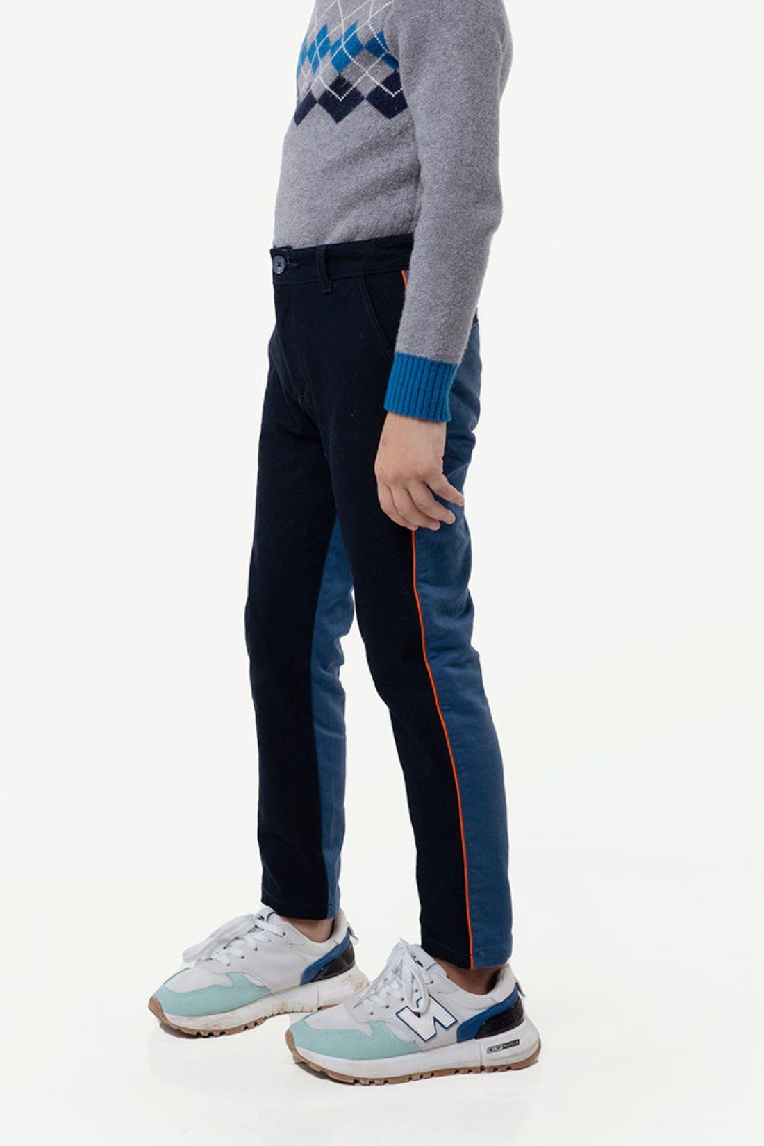 One Friday Blue Solid Regular Trouser - One Friday World