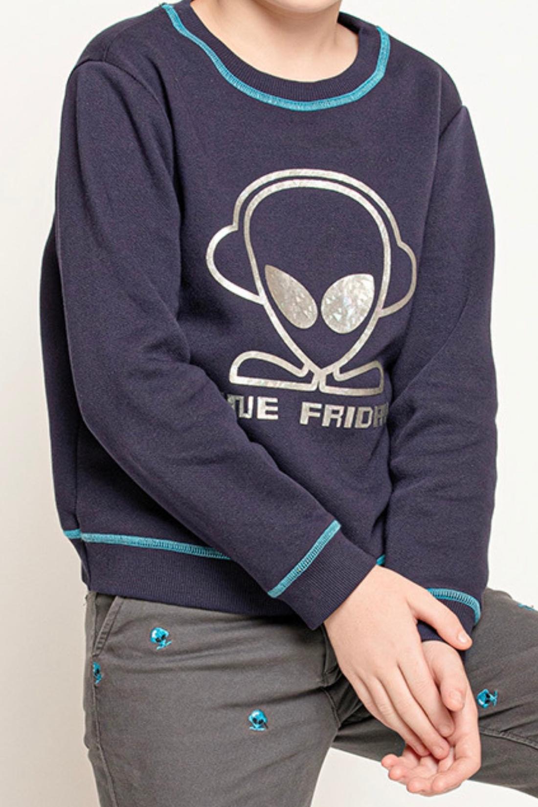 One Friday Kids Boys Navy Blue Alien Printed Sweatshirt