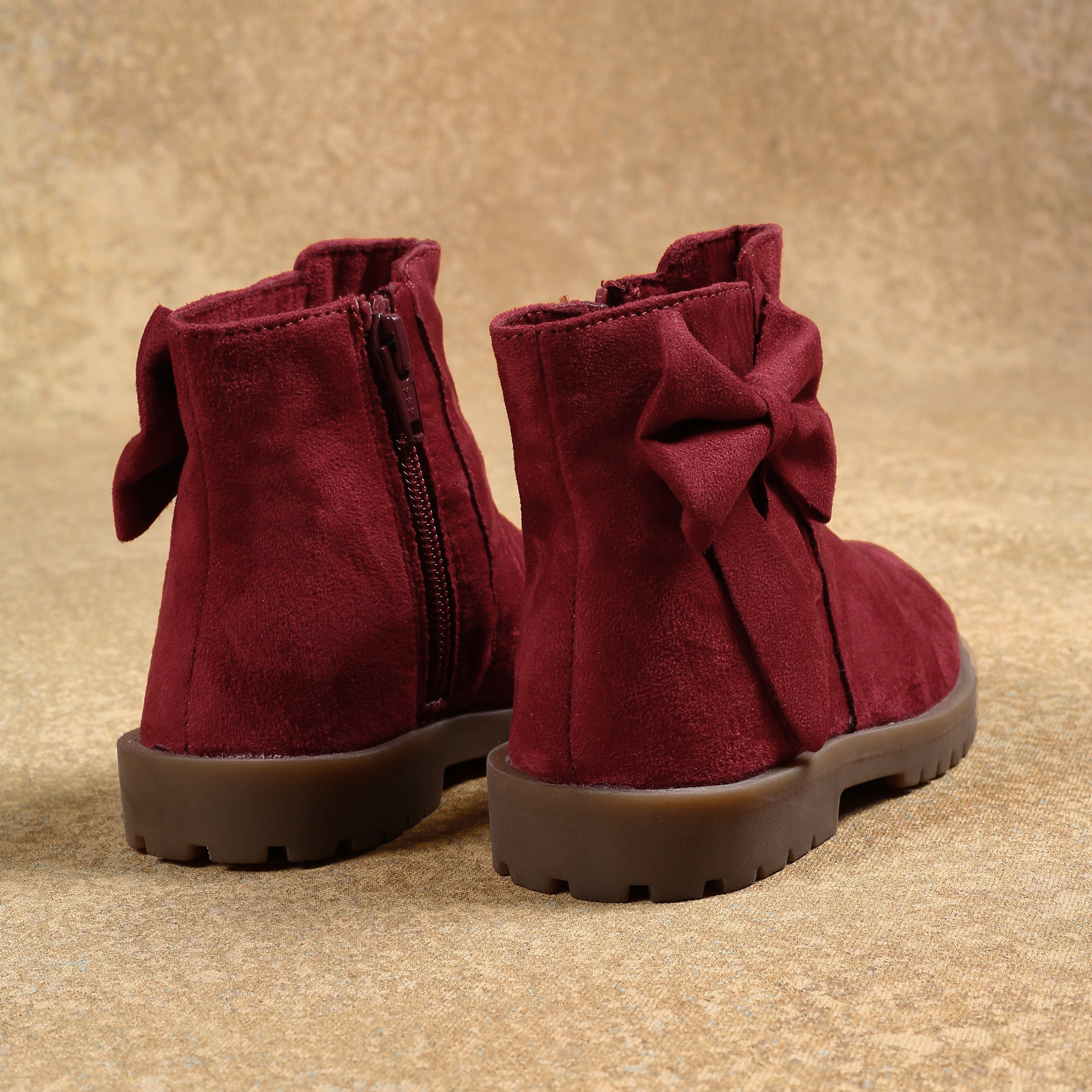 One Friday Girls Maroon Solid Boots