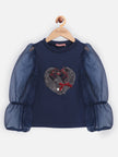 One Friday Kids Girls Navy Blue Solid Top