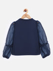 One Friday Kids Girls Navy Blue Solid Top