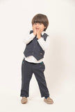 One Friday Baby Boys Navy Blue Mickey Print Cotton Shirt With Trousers & Waistcoat - One Friday World