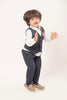 One Friday Baby Boys Navy Blue Mickey Print Cotton Shirt With Trousers & Waistcoat - One Friday World