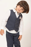 One Friday Baby Boys Navy Blue Mickey Print Cotton Shirt With Trousers & Waistcoat - One Friday World