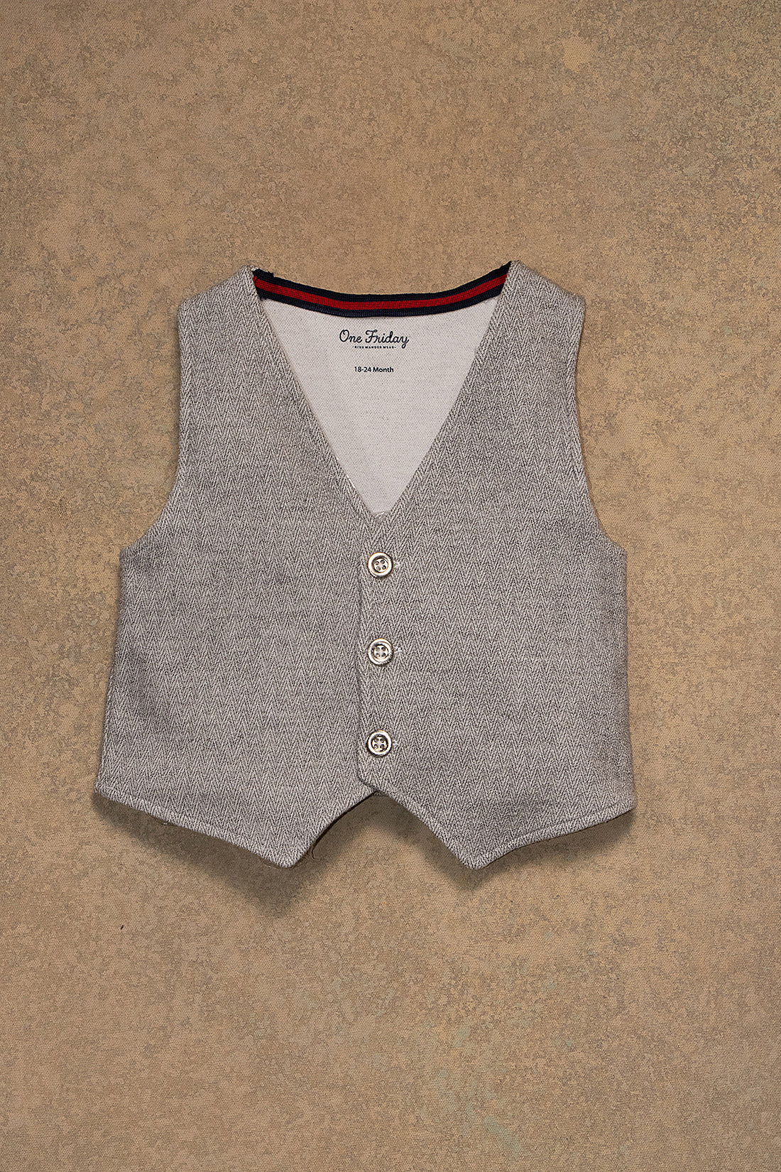 One Friday Baby Boys Grey Solid 3 Piece Suit