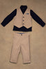 One Friday Baby Boys Beige Solid Waistcoat T-Shirt With Trouser