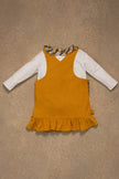 One Friday Baby Girls Mustard Solid Dangri with t-shirt