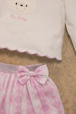 One Friday Baby Girls Pink Checks Top With Skirt