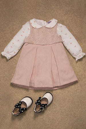 One Friday Baby Girls Pink Heart Print Dress With Top