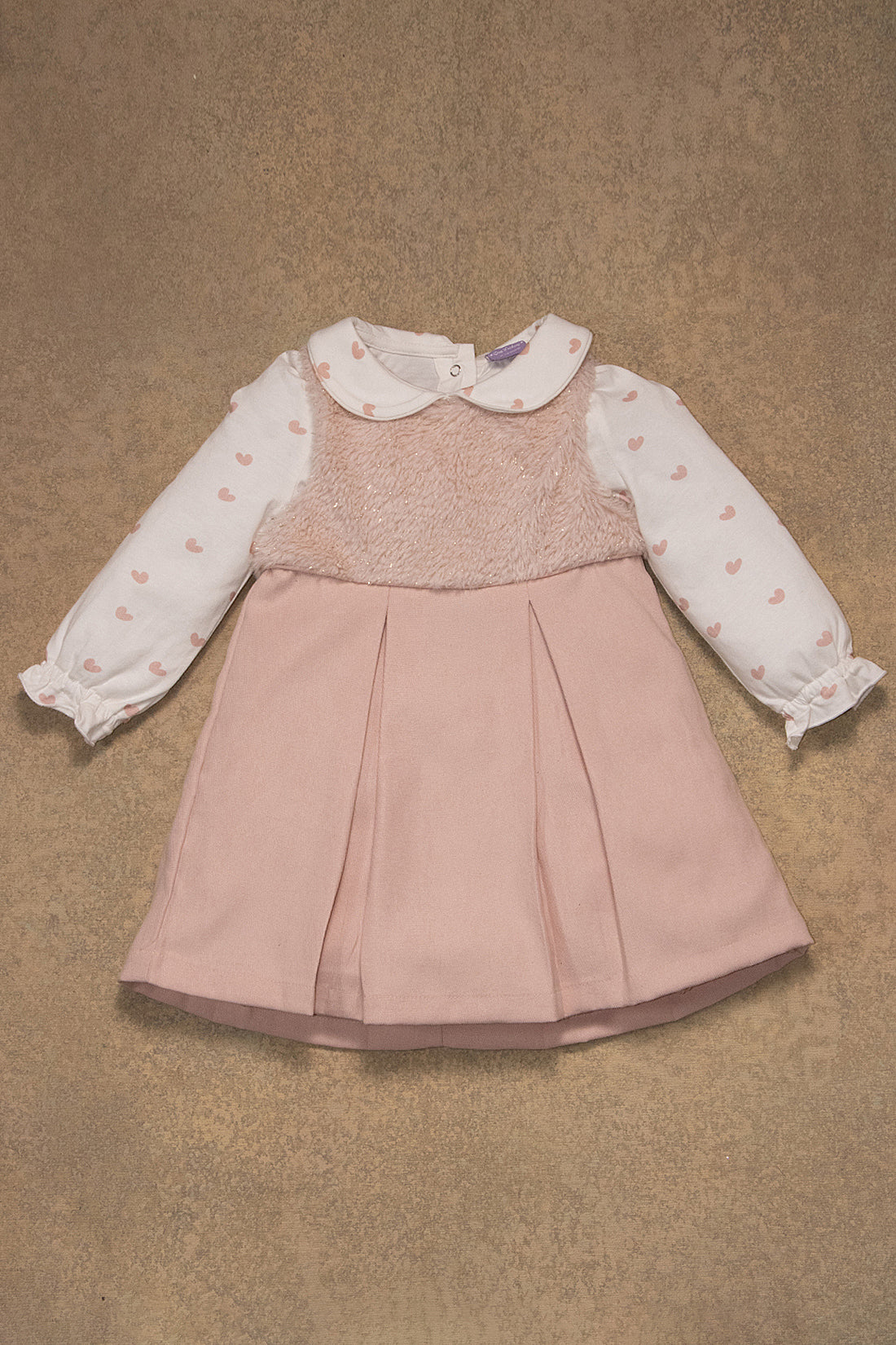 One Friday Baby Girls Pink Heart Print Dress With Top