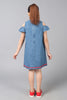 One Friday Kids Girls Indigo Denim Embroidered Dress With Frill Detail - One Friday World