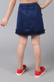 One Friday Kids Girls Navy Blue skirt with elasticated waistband & Embellished flowers - One Friday World