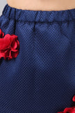 One Friday Kids Girls Navy Blue skirt with elasticated waistband & Embellished flowers - One Friday World