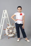 One Friday Kids Girls 100% Cotton White Round Neck Top With Frills - One Friday World