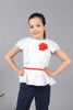 One Friday Kids Girls 100% Cotton White Round Neck Top With Frills - One Friday World