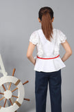 One Friday Kids Girls 100% Cotton White Round Neck Top With Frills - One Friday World