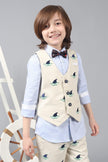 One Friday Kids Boys Beige Embroidered Waistcoat - One Friday World