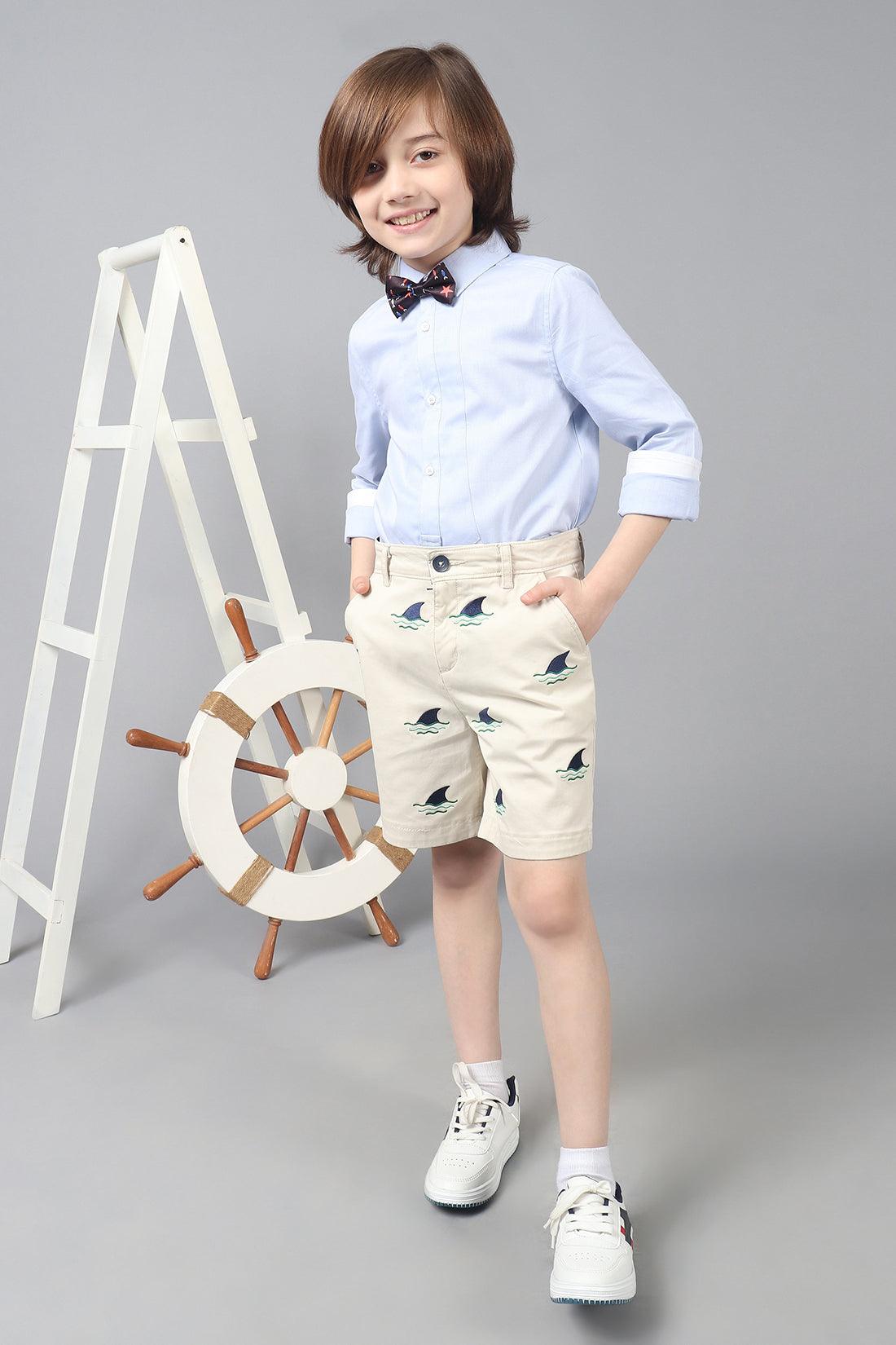 One Friday Kids Boys Beige Cotton Shorts - One Friday World