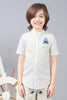 One Friday Kids Boys White Embroidered Chinese Collar Knit Short Sleeve Shirt - One Friday World