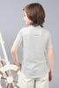 One Friday Kids Boys White Embroidered Chinese Collar Knit Short Sleeve Shirt - One Friday World