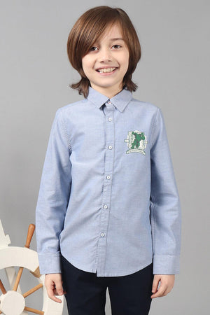 One Friday Kids Boys 100% Cotton Full Sleeve Blue Short With Bow-Tie and Hulk Embroidery - One Friday World