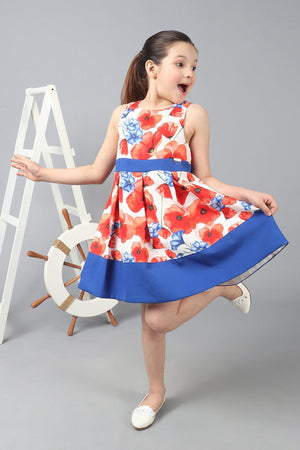 One Friday Kids Girls Floral Printed Fit & Flare Bow Dress - One Friday World