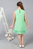 One Friday Kids Green Embroidered Round Neck Sleeveless Dress With Frills - One Friday World